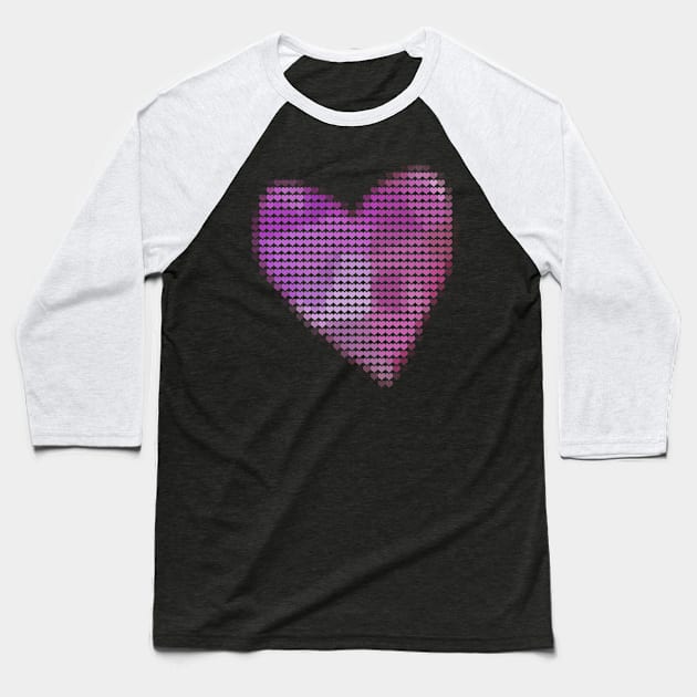 Purple Valentines Day Heart Filled with Hearts Baseball T-Shirt by ellenhenryart